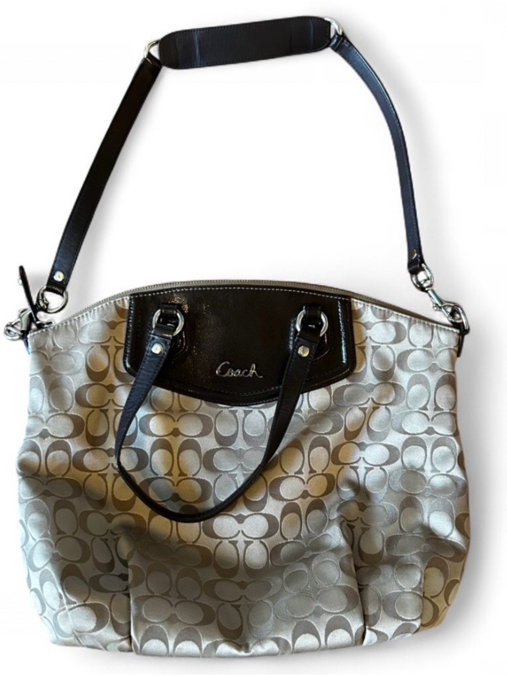 *SOLD*Coach Ashley F25185 Signature “C” Sateen Satchel/Shoulder Bag w/ Removable